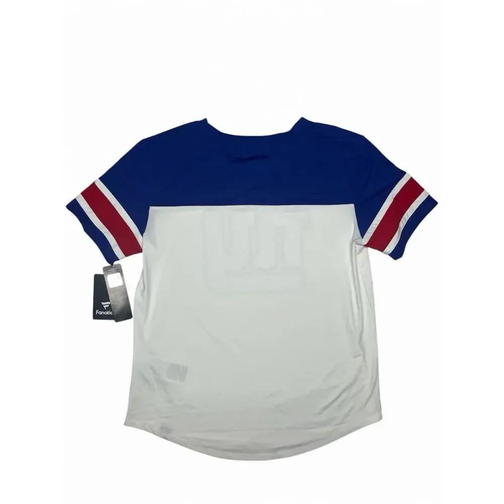 Women’s Size XL Fanatics White Royal New York Giants Lace Up T-Shirt V-Neck